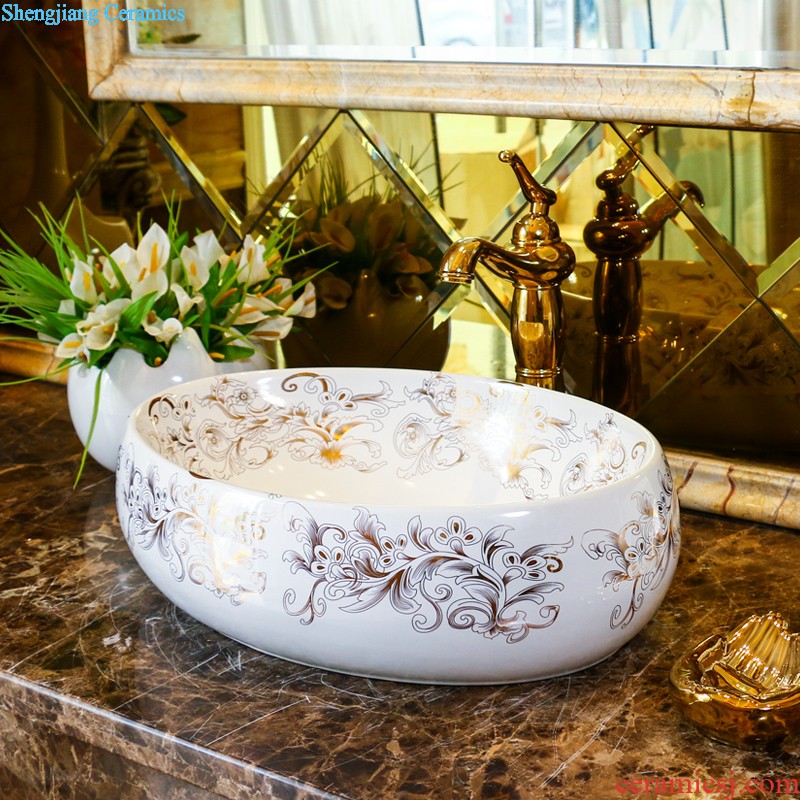 Jingdezhen ceramic lavabo stage basin to single elliptic lavatory toilet basin art basin of restoring ancient ways