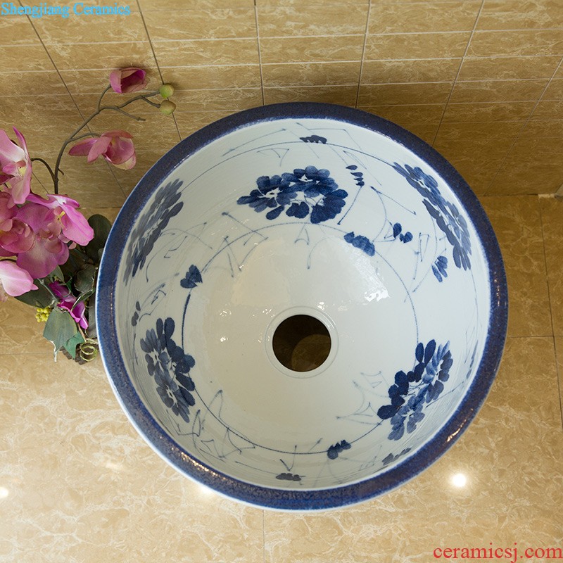 M beautiful ceramic art basin mop mop pool ChiFangYuan one-piece mop pool of 40 cm diameter ink lotus