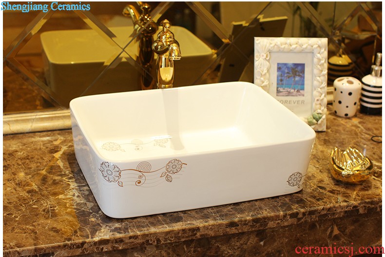 Koh larn, neat square stage basin ceramic lavabo that defend bath lavatory art basin of the basin that wash a face Blue and white