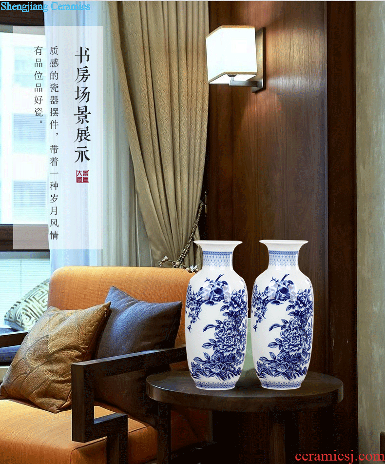 Jingdezhen ceramics lucky bamboo vase furnishing articles New Chinese style household adornment flower arranging large sitting room of ikea