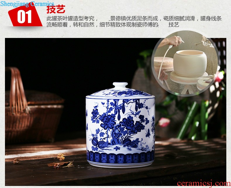 Jingdezhen ceramic tea pot size Green tea storage POTS pu-erh tea and tea storage jar airtight save tea tea set