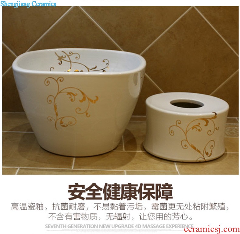 Post, qi stage basin ceramic lavabo archaize washbasin drum-shaped basin of Chinese style bathroom art antique reeds