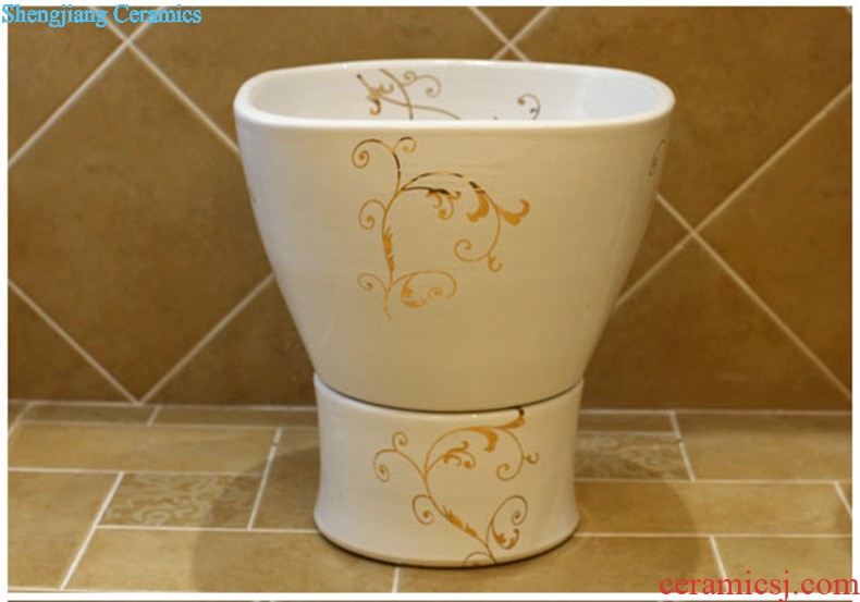 Post, qi stage basin ceramic lavabo archaize washbasin drum-shaped basin of Chinese style bathroom art antique reeds