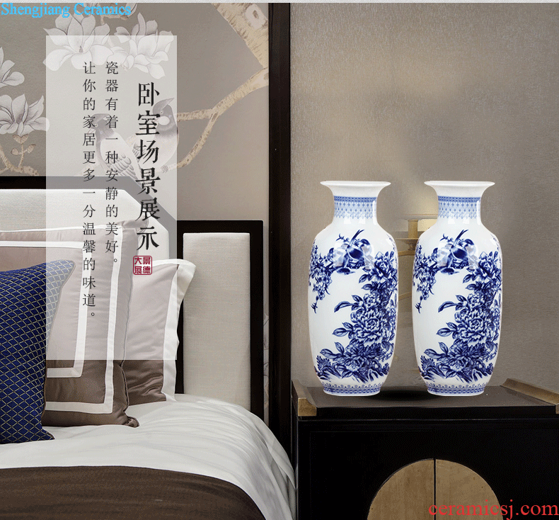 Jingdezhen ceramics lucky bamboo vase furnishing articles New Chinese style household adornment flower arranging large sitting room of ikea