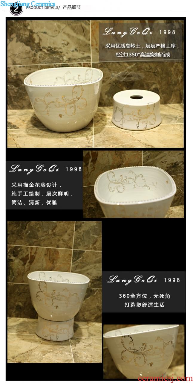 Post, qi stage basin ceramic lavabo archaize washbasin drum-shaped basin of Chinese style bathroom art antique reeds