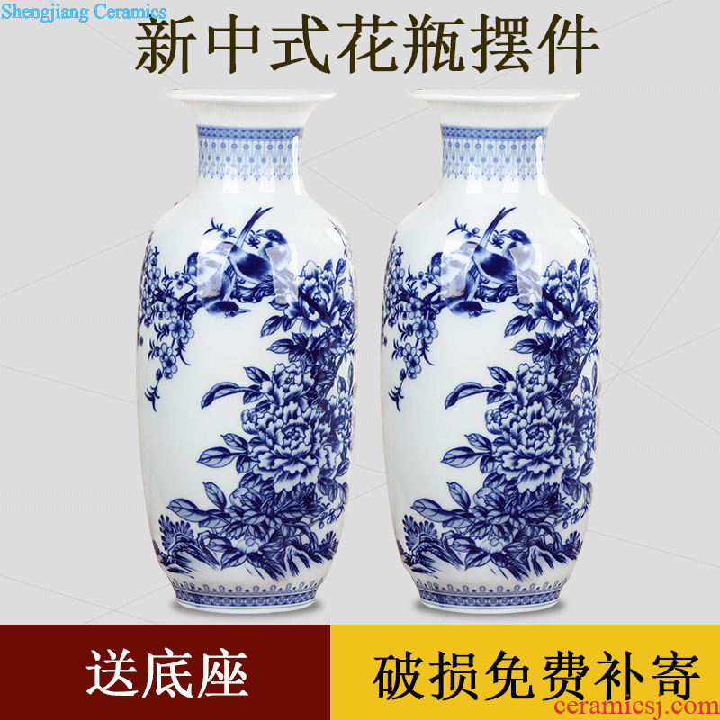 Jingdezhen ceramics lucky bamboo vase furnishing articles New Chinese style household adornment flower arranging large sitting room of ikea