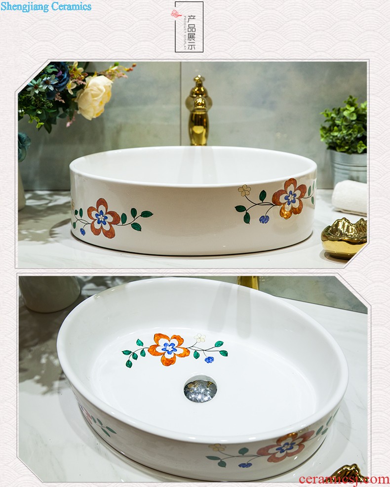 Ceramic basin stage basin sinks art circle European toilet lavabo hand-painted The little lover