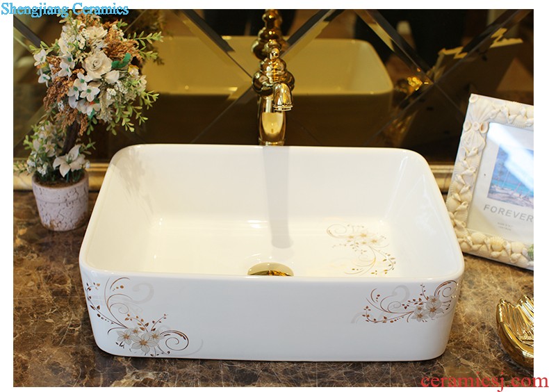 Koh larn, neat square stage basin ceramic lavabo that defend bath lavatory art basin of the basin that wash a face Blue and white