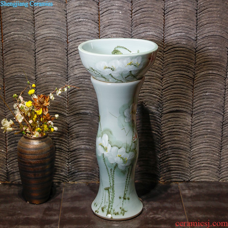 The balcony ceramic pillar lavabo one column vertical lavatory basin bathroom basin floor type household