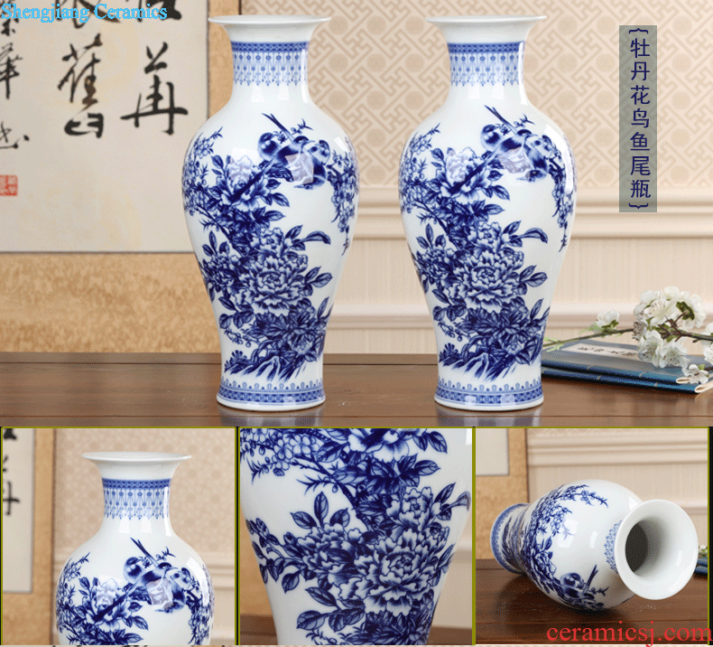 Jingdezhen ceramics lucky bamboo vase furnishing articles New Chinese style household adornment flower arranging large sitting room of ikea