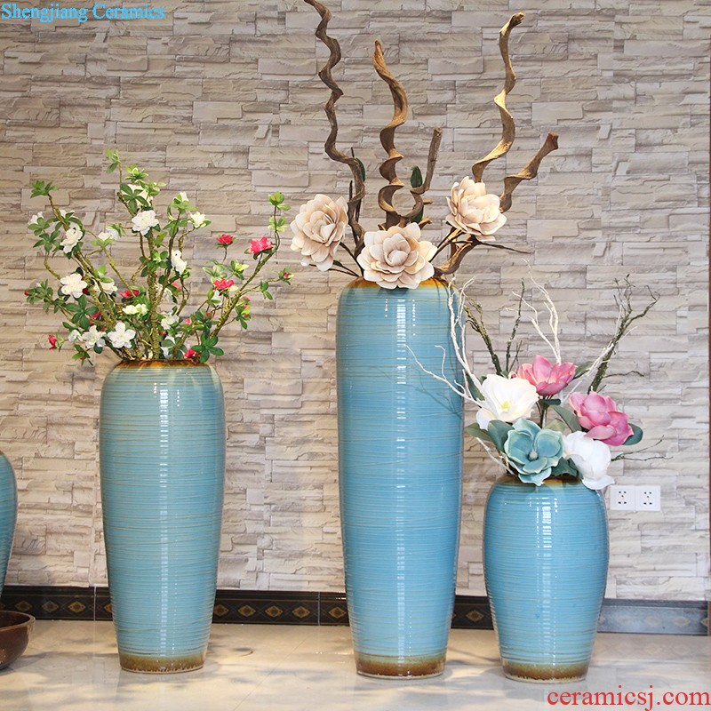Color glaze kiln ceramic floor vase vase modern european-style villa hotel sitting room place large vases, flower arrangement
