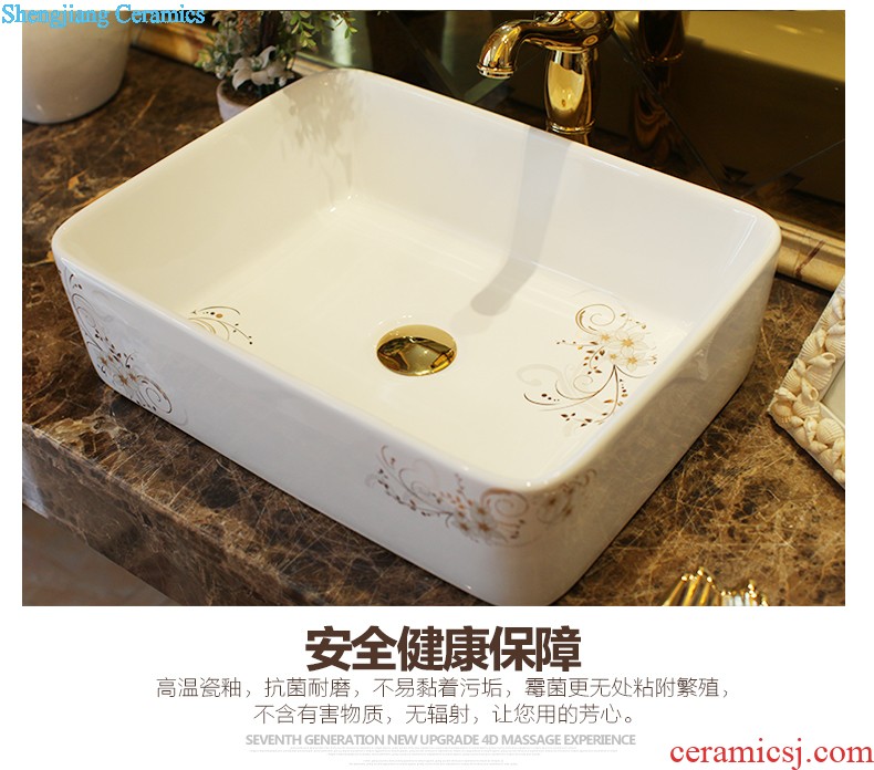 Koh larn, neat square stage basin ceramic lavabo that defend bath lavatory art basin of the basin that wash a face Blue and white