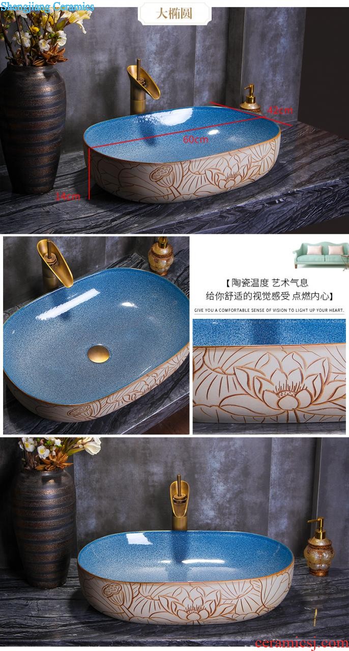 Lavatory ceramic household toilet wash face basin oval stage basin size lavabo European art