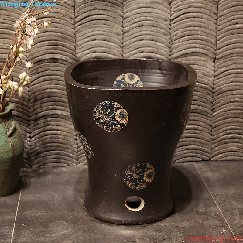 M beautiful ceramic mop pool Jingdezhen art mop basin to the balcony to mop pool 35 cm white crack qingyun