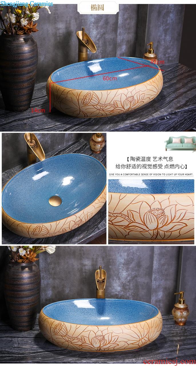 Lavatory ceramic household toilet wash face basin oval stage basin size lavabo European art