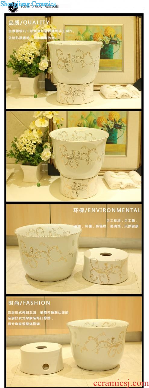 Post, qi stage basin ceramic lavabo archaize washbasin drum-shaped basin of Chinese style bathroom art antique reeds