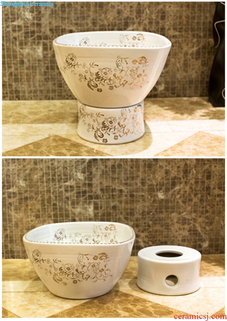 Post, qi stage basin ceramic lavabo archaize washbasin drum-shaped basin of Chinese style bathroom art antique reeds