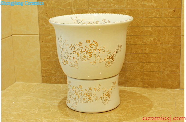 Post, qi stage basin ceramic lavabo archaize washbasin drum-shaped basin of Chinese style bathroom art antique reeds