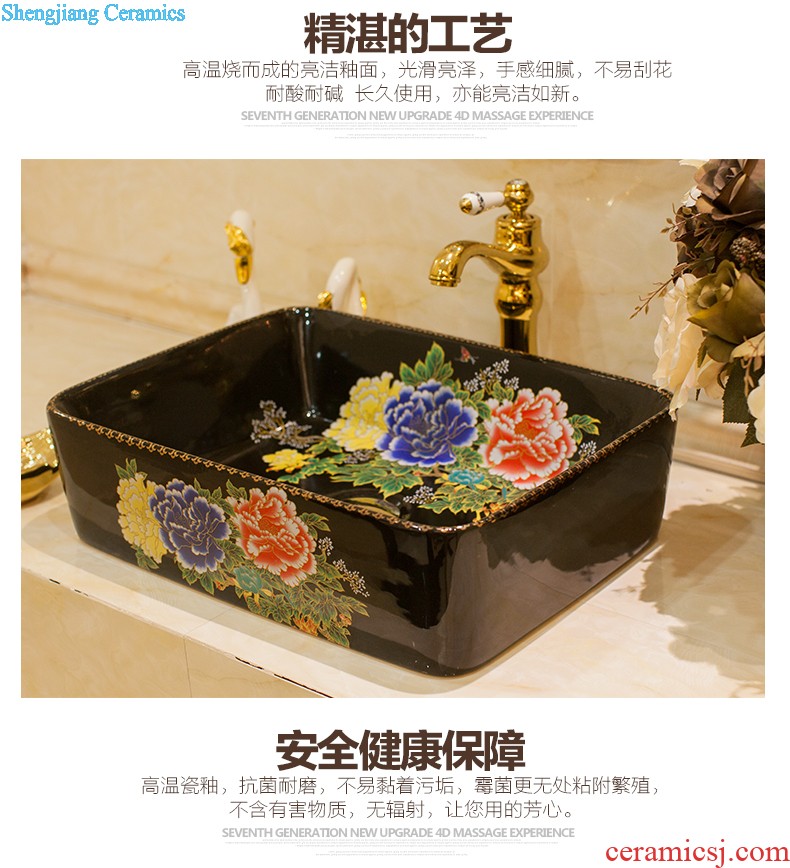 Koh larn, qi stage basin ceramic lavabo gold-plated lavatory basin of elliptic toilet art restoring ancient ways roses