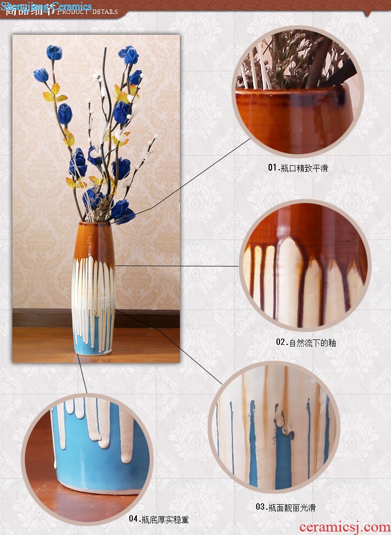 Handmade ceramic vase three-piece flowers, dried flowers flower contemporary and contracted new sitting room of Chinese style household soft outfit furnishing articles