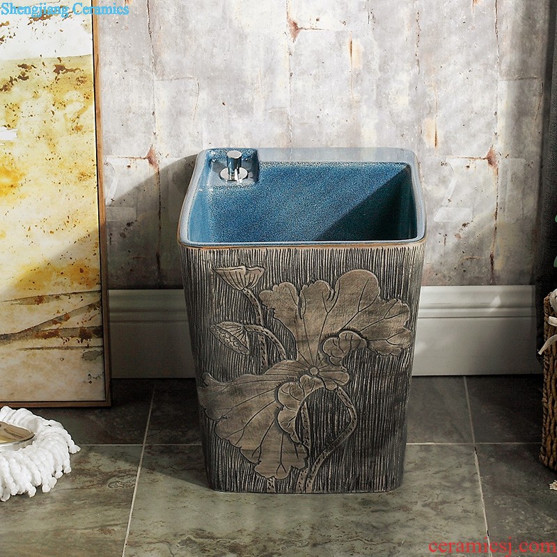 Koh larn, neat hand-drawn square stage basin ceramic lavabo art of the basin that wash a face basin sinks green lotus