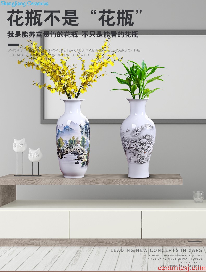 Jingdezhen ceramics Archaize manual of blue and white porcelain vase Sitting room decorative household items furnishing articles lucky bamboo vase