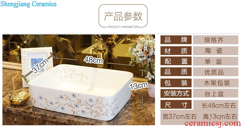 Koh larn, neat square stage basin ceramic lavabo that defend bath lavatory art basin of the basin that wash a face Blue and white