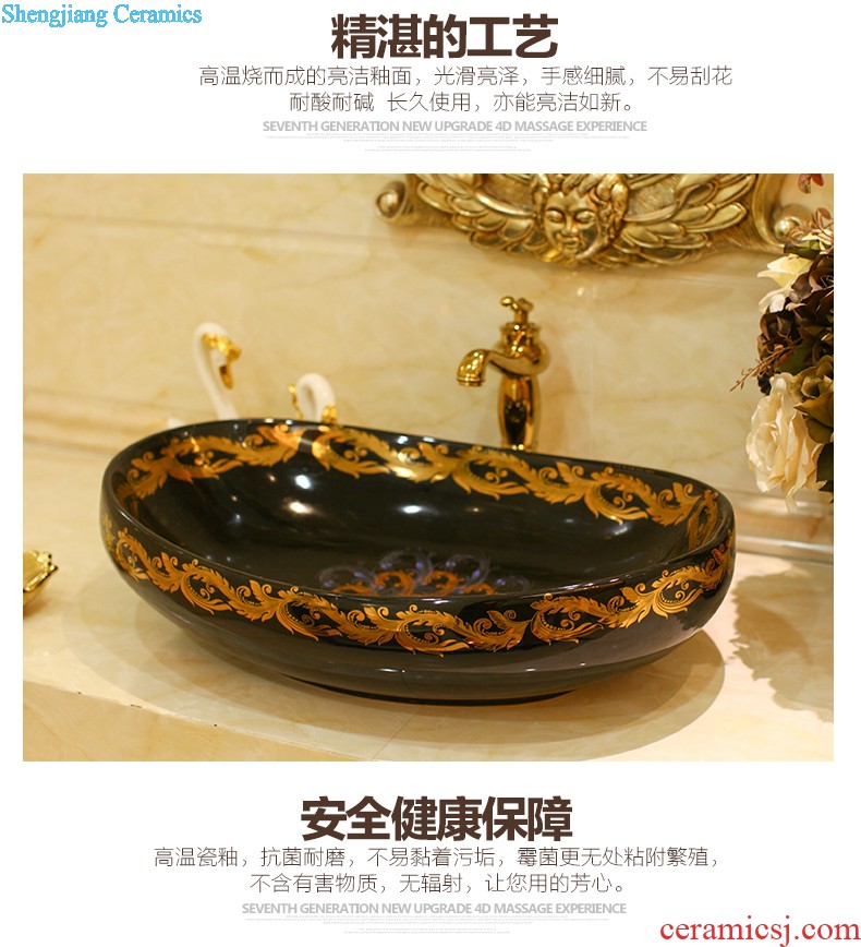 Post, qi basin pillar three-piece set of ceramic art basin pillar lavatory basin that wash a face Corrugated lotus