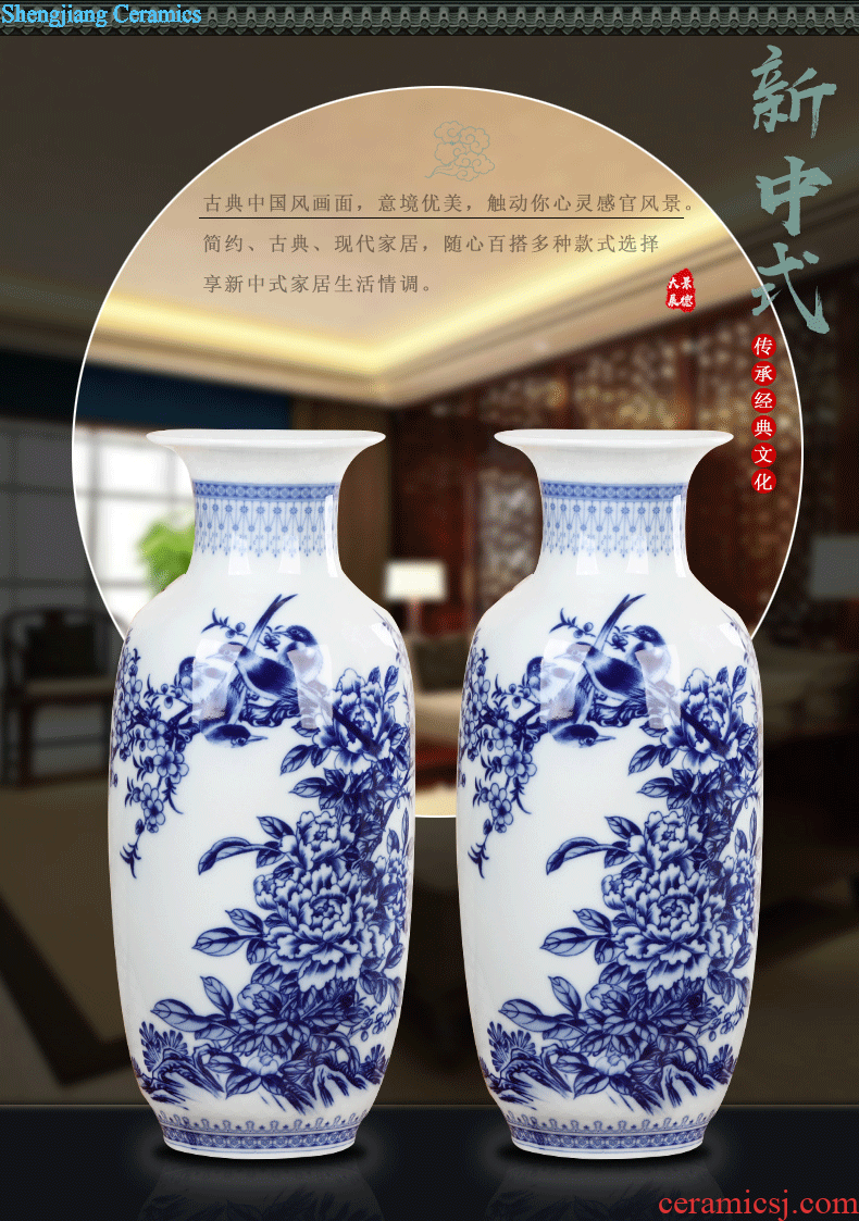 Jingdezhen ceramics lucky bamboo vase furnishing articles New Chinese style household adornment flower arranging large sitting room of ikea