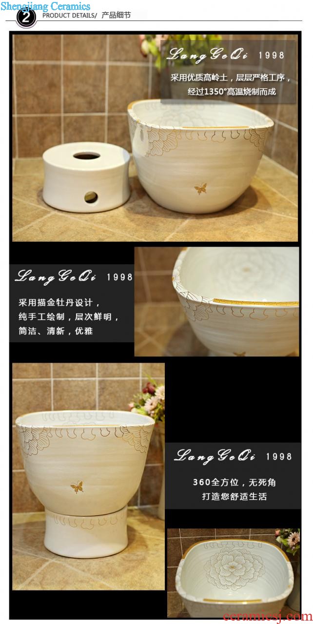 Post, qi stage basin ceramic lavabo archaize washbasin drum-shaped basin of Chinese style bathroom art antique reeds