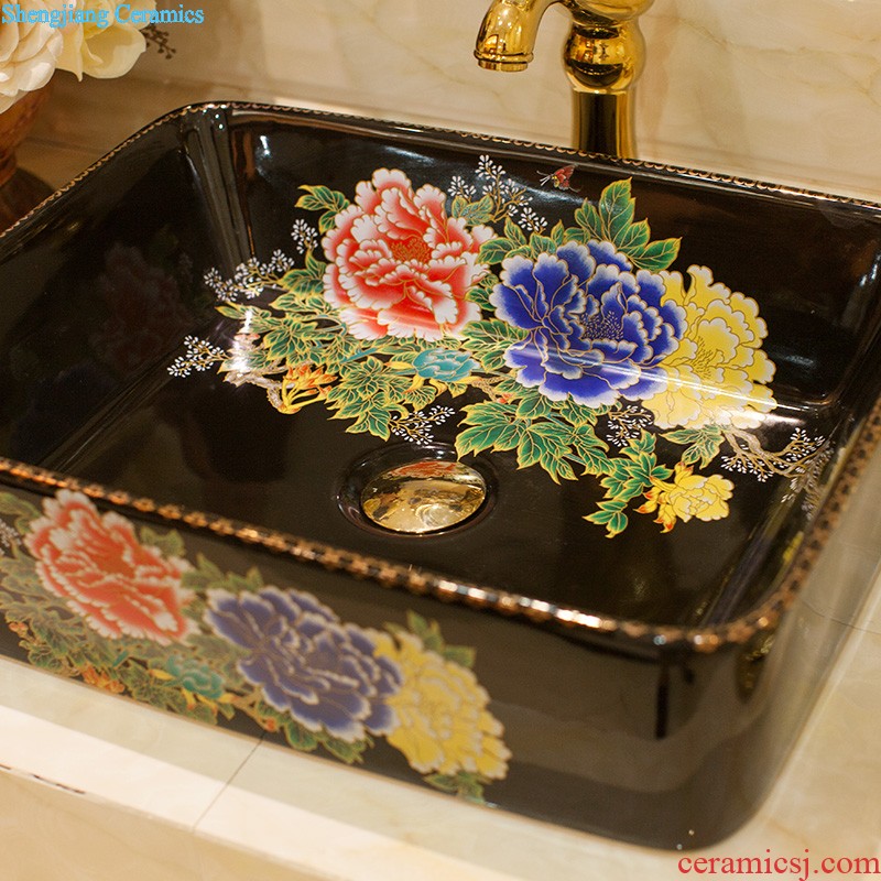 Koh larn, qi stage basin ceramic lavabo gold-plated lavatory basin of elliptic toilet art restoring ancient ways roses