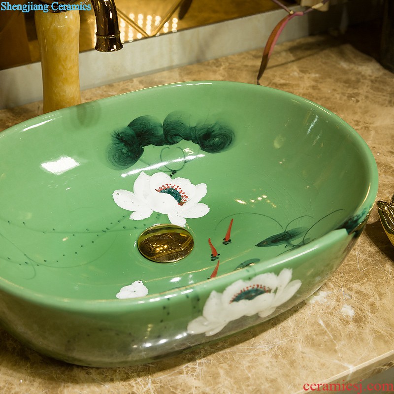 The stage basin circular wash basin art basin bathroom sinks ceramics on the stage of the basin that wash a face the sink flat peach