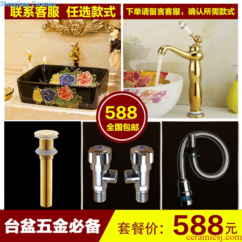 Koh larn, qi stage basin ceramic lavabo gold-plated lavatory basin of elliptic toilet art restoring ancient ways roses