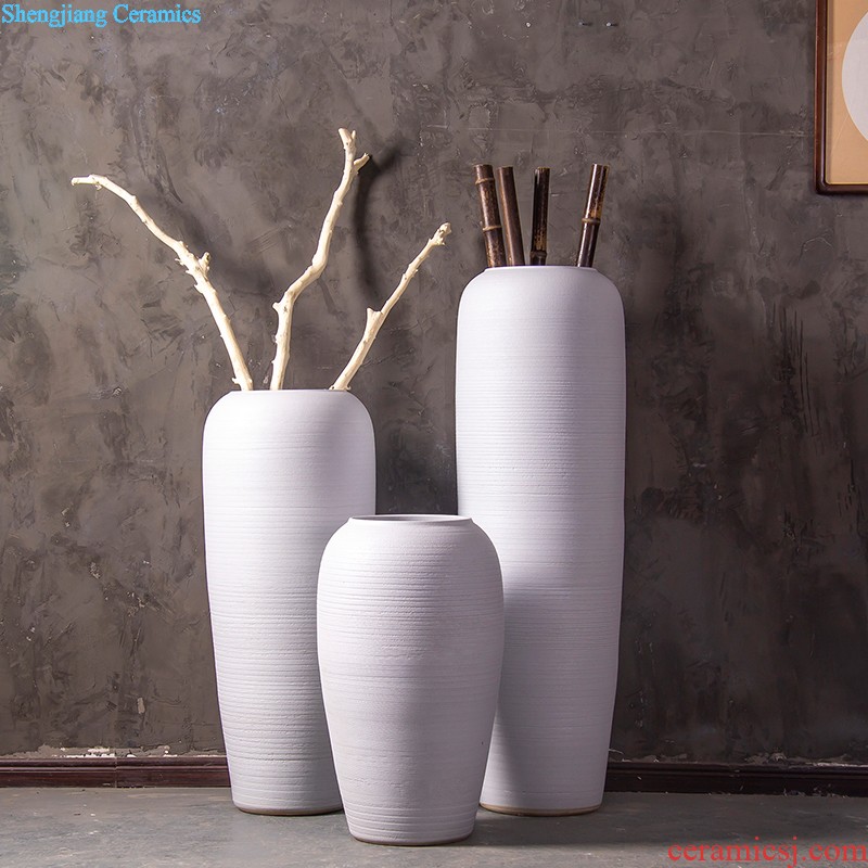 Modern hand-painted plum flower vase three-piece Mediterranean home furnishing articles of jingdezhen ceramics craft decoration decoration