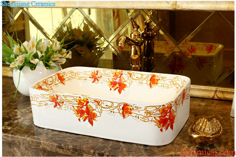 Jingdezhen ceramic basin sinks art stage of the basin that wash a face the sink Oval, Lin red maple C