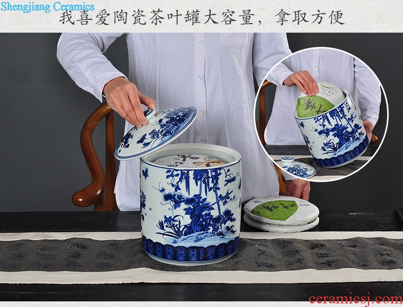 Jingdezhen ceramic tea pot size Green tea storage POTS pu-erh tea and tea storage jar airtight save tea tea set