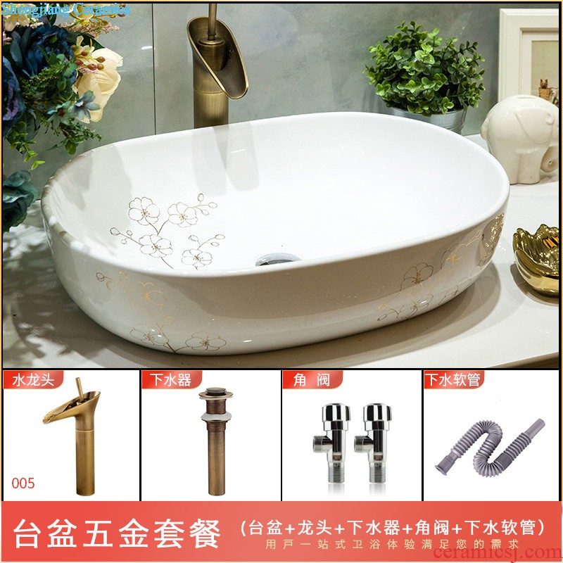 Jingdezhen European stage basin ceramic lavatory toilet lavabo, art small oval blue Jin Jian