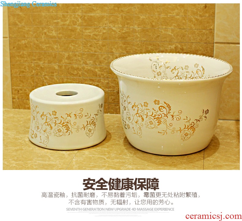 Post, qi stage basin ceramic lavabo archaize washbasin drum-shaped basin of Chinese style bathroom art antique reeds