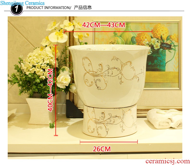 Post, qi stage basin ceramic lavabo archaize washbasin drum-shaped basin of Chinese style bathroom art antique reeds