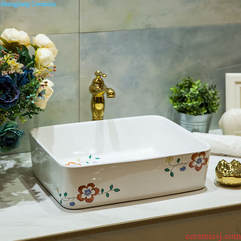 Ceramic basin stage basin sinks art circle European toilet lavabo hand-painted The little lover