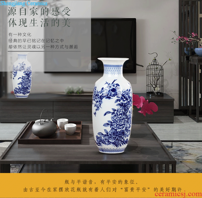 Jingdezhen ceramics lucky bamboo vase furnishing articles New Chinese style household adornment flower arranging large sitting room of ikea