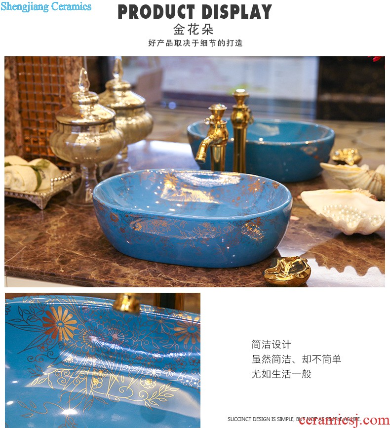 Koh larn, qi Jingdezhen ceramic toilet stage basin sink basin art basin sinks Blue half Dutch