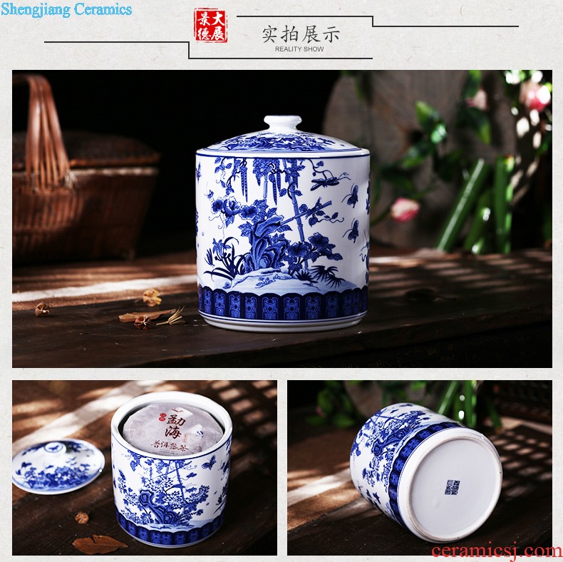 Jingdezhen ceramic tea pot size Green tea storage POTS pu-erh tea and tea storage jar airtight save tea tea set