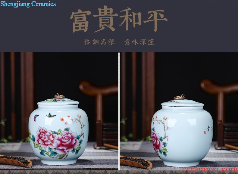 Large ceramic green tea, black tea pu-erh tea canister antique Chinese blue and white porcelain is classical sitting room place pot storage tank