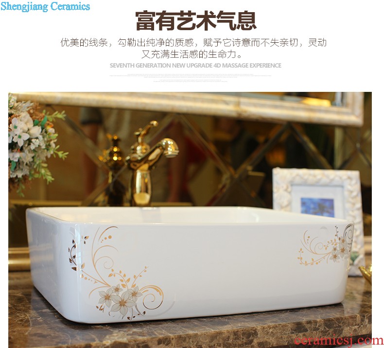 Koh larn, neat square stage basin ceramic lavabo that defend bath lavatory art basin of the basin that wash a face Blue and white