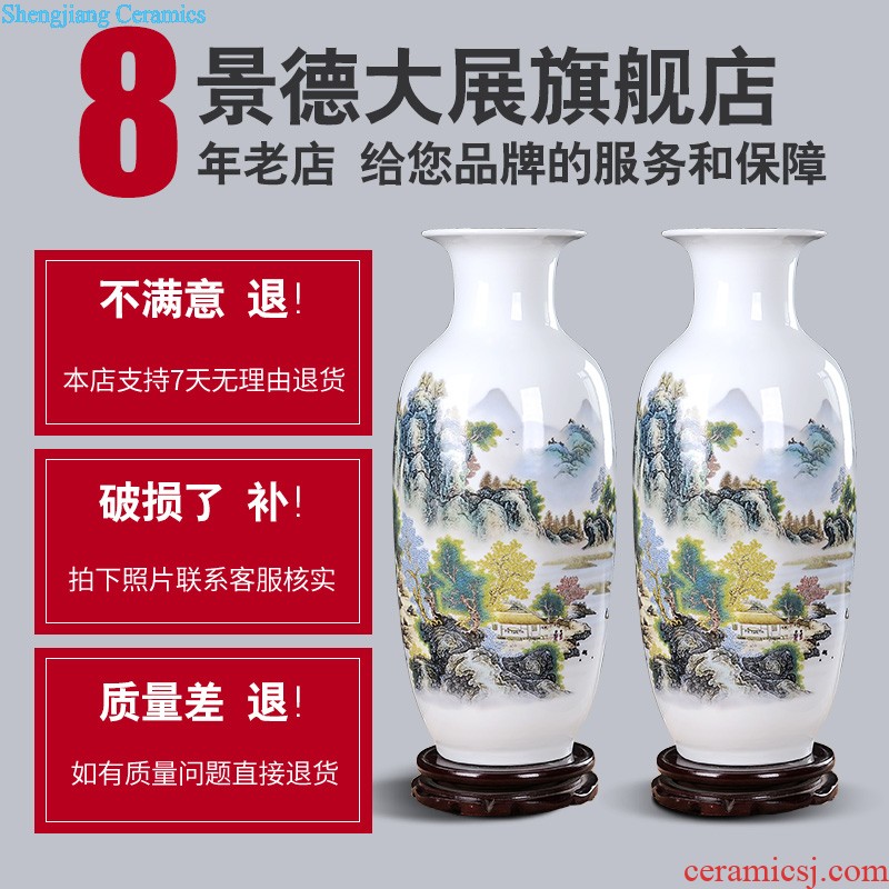 Jingdezhen ceramics Archaize manual of blue and white porcelain vase Sitting room decorative household items furnishing articles lucky bamboo vase