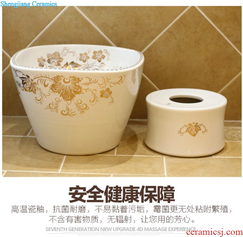 Post, qi stage basin ceramic lavabo archaize washbasin drum-shaped basin of Chinese style bathroom art antique reeds