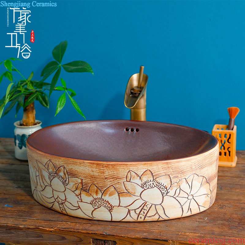 The stage basin to jingdezhen ceramic lavabo that defend bath lavatory basin art gold peony