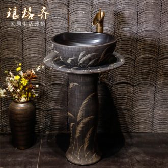 Pillar sink basin one balcony ceramic basin of pillar type lavatory toilet column vertical floor type household