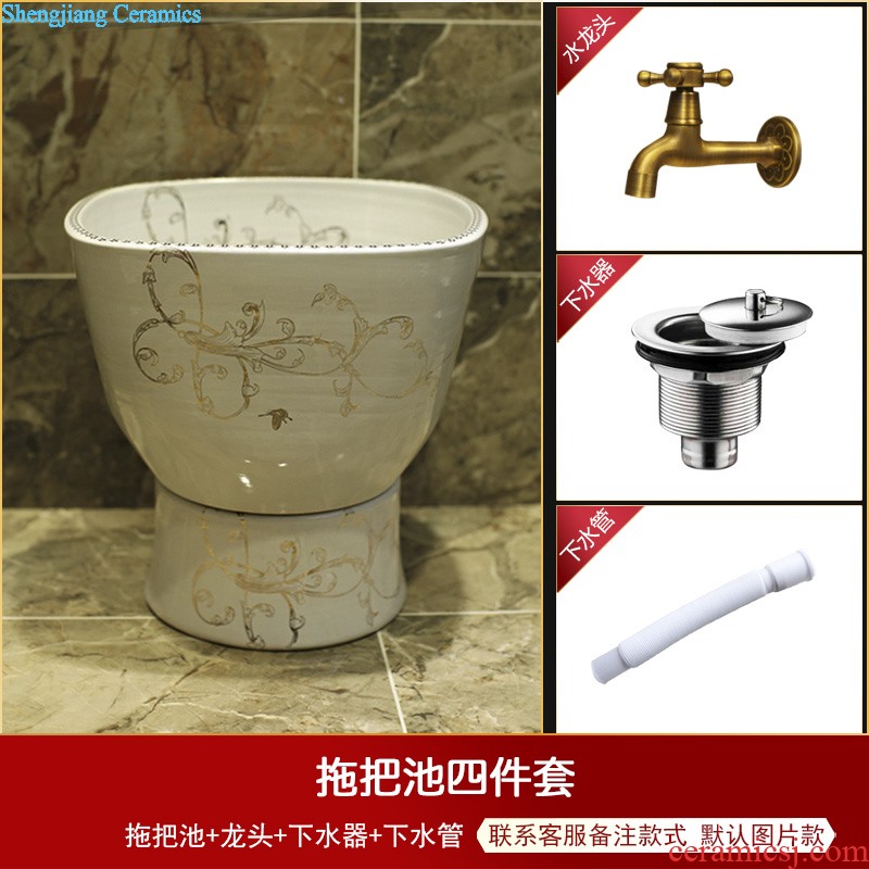 Post, qi stage basin ceramic lavabo archaize washbasin drum-shaped basin of Chinese style bathroom art antique reeds